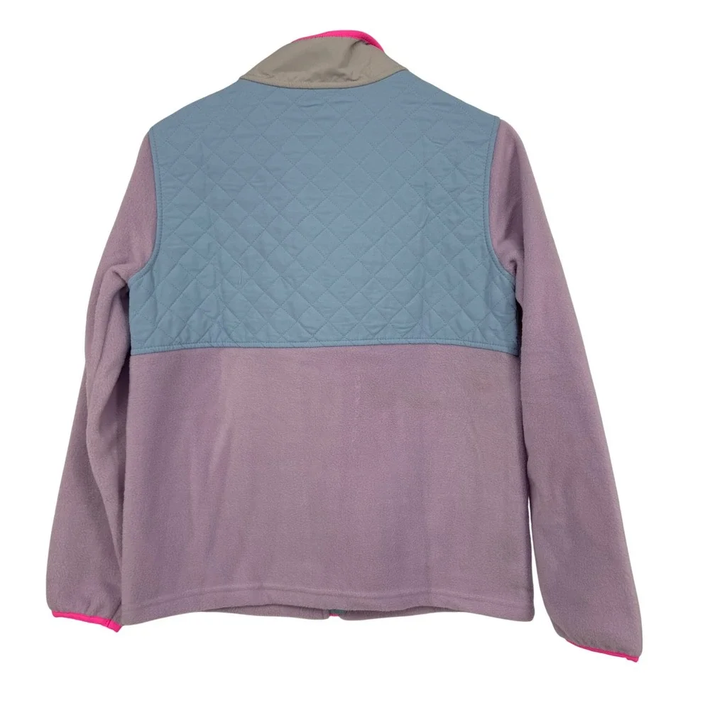 Eddie Bauer Kids Polar Fleece Jacket XL 14/16 Purple Blue Quilted Full Zip‎ New